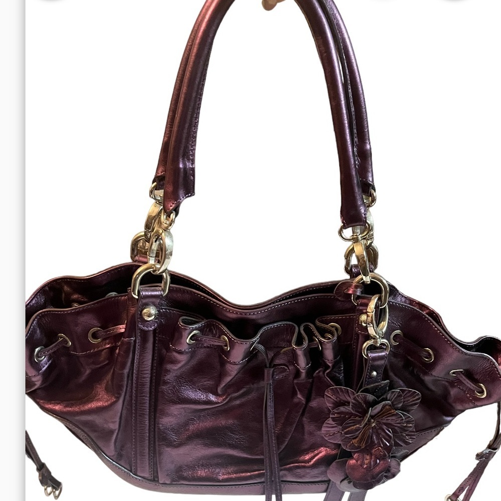 ANNE FONTAINE ITALY ROYAL PURPLE BOHO TEXTURED SHOULDER BAG PURSE
